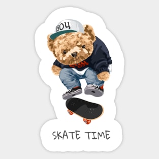 Cute bear design "Skate time" Sticker